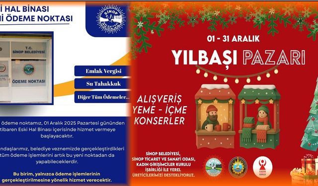 Belediyeden iki hizmet atağı; Yeni Ödeme noktası ve Yılbaşı çarşısı...