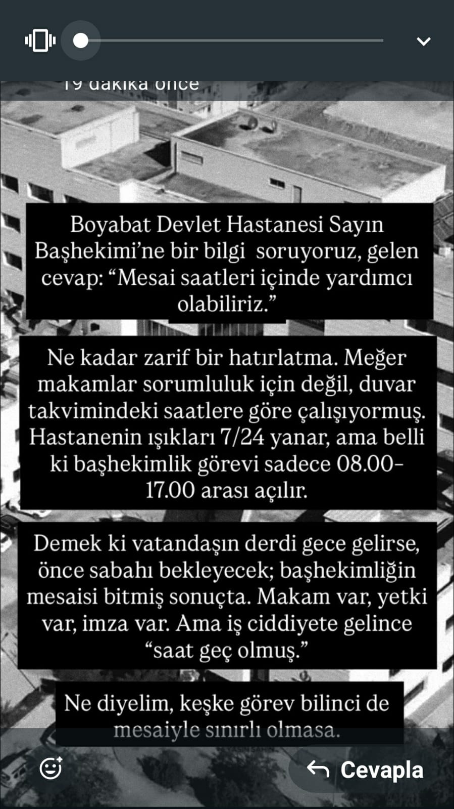 Boyabat Hastanesi Şikayet